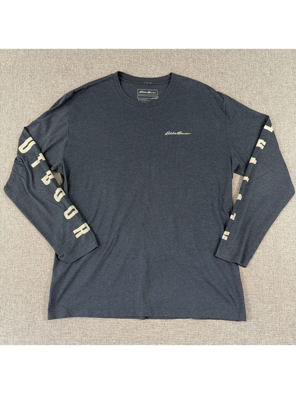 Eddie Bauer Outdoor Revival Long Sleeve T-Shirt Men's L Blue Sleeve Spellout